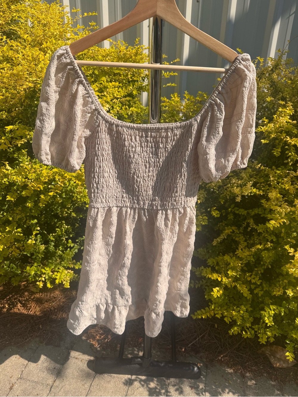 Smocked Off-Shoulder Peplum Top - Cream Cottage Core Clean Beauty Basic